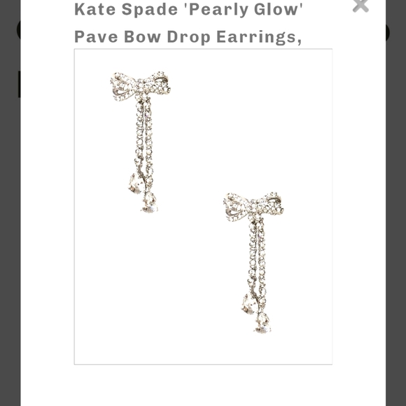 Kate Spade "Pearly Glow" Pave Bow dropped earrings - Picture 3 of 6